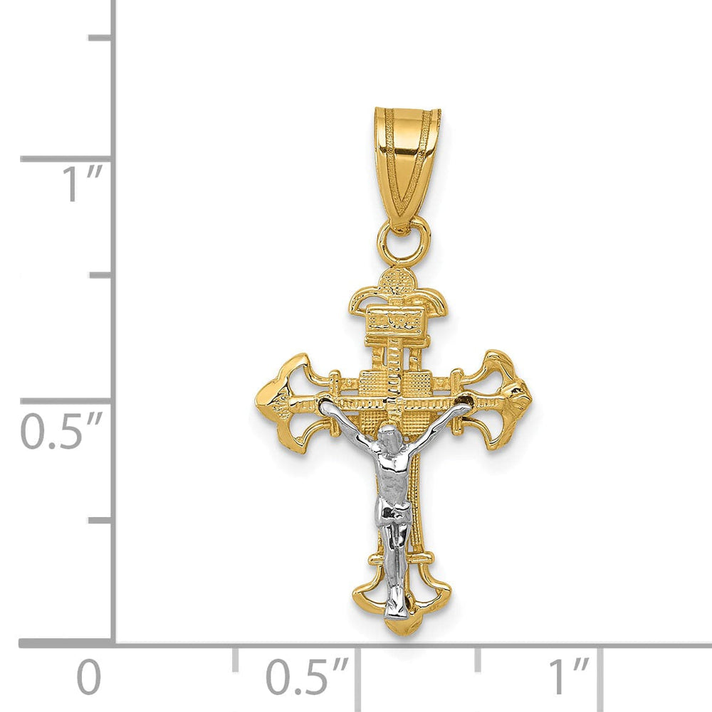 Lovely Rita's Charms & Pendants 14K Two-Tone Gold Timeless Fleur de Lis Cross Pendant