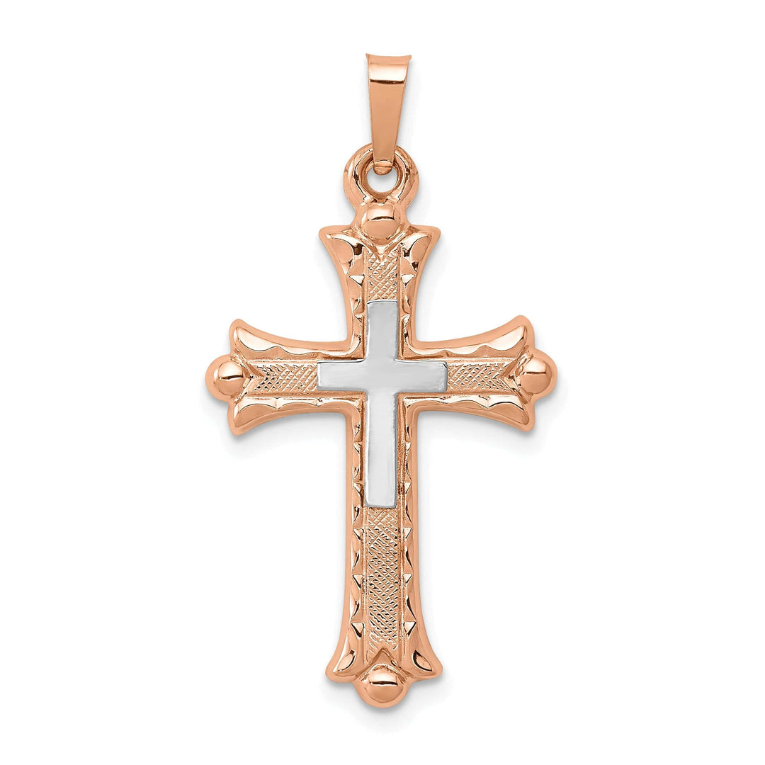 Lovely Rita's Charms & Pendants 14K Two-Tone Gold Timeless Fleur de Lis Cross Pendant