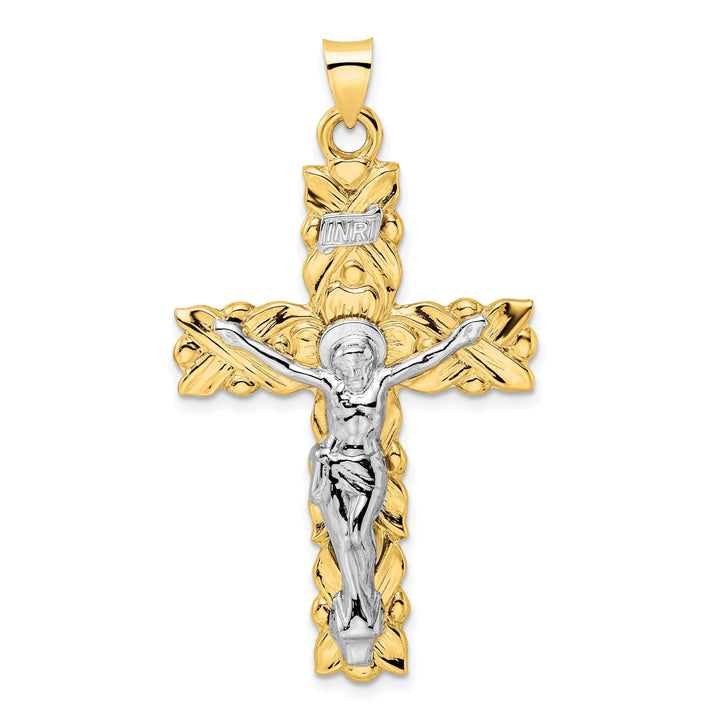 Lovely Rita's Charms & Pendants 14K Two-Tone Gold Timeless Polished Solid INRI Crucifix Cross Pendant