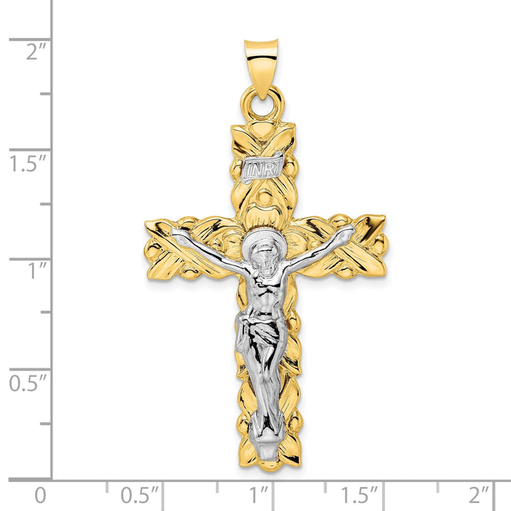 Lovely Rita's Charms & Pendants 14K Two-Tone Gold Timeless Polished Solid INRI Crucifix Cross Pendant