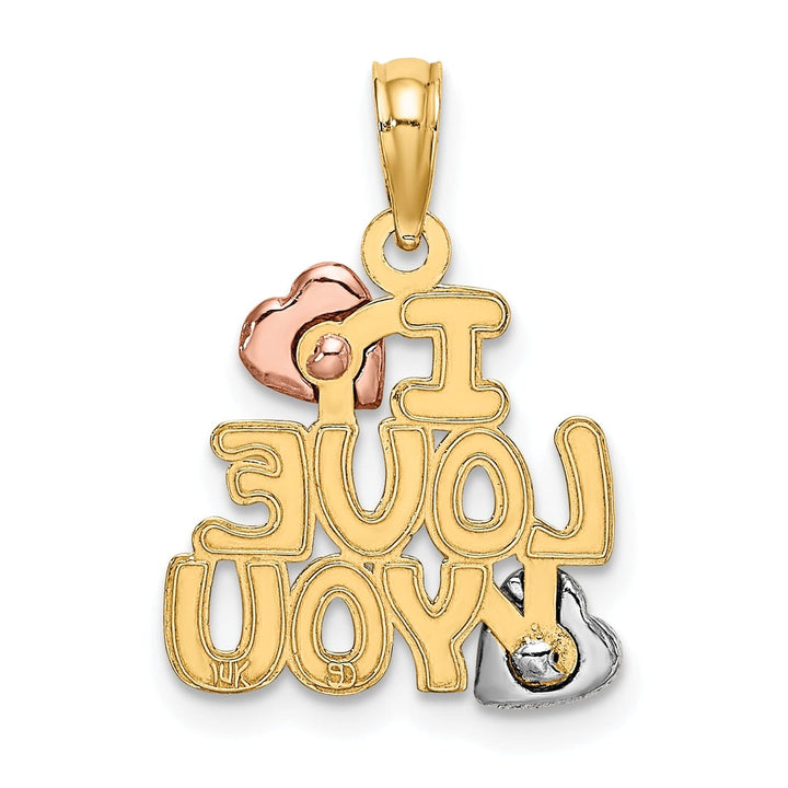 Lovely Rita's Charms & Pendants 14k Two Tone Gold White Rhodium I LOVE YOU Hearts Pendant