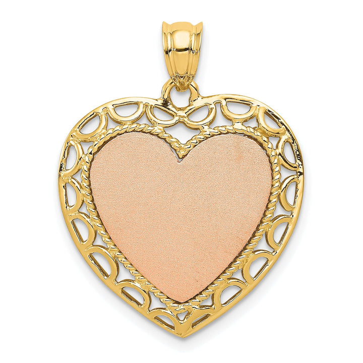 Lovely Rita's Charms & Pendants 14K Two-tone Polished Lace Trim Heart Pendant