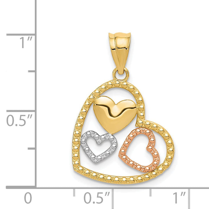Lovely Rita's Charms & Pendants 14K Two-tone White Rhodium Polished Hearts Pendant