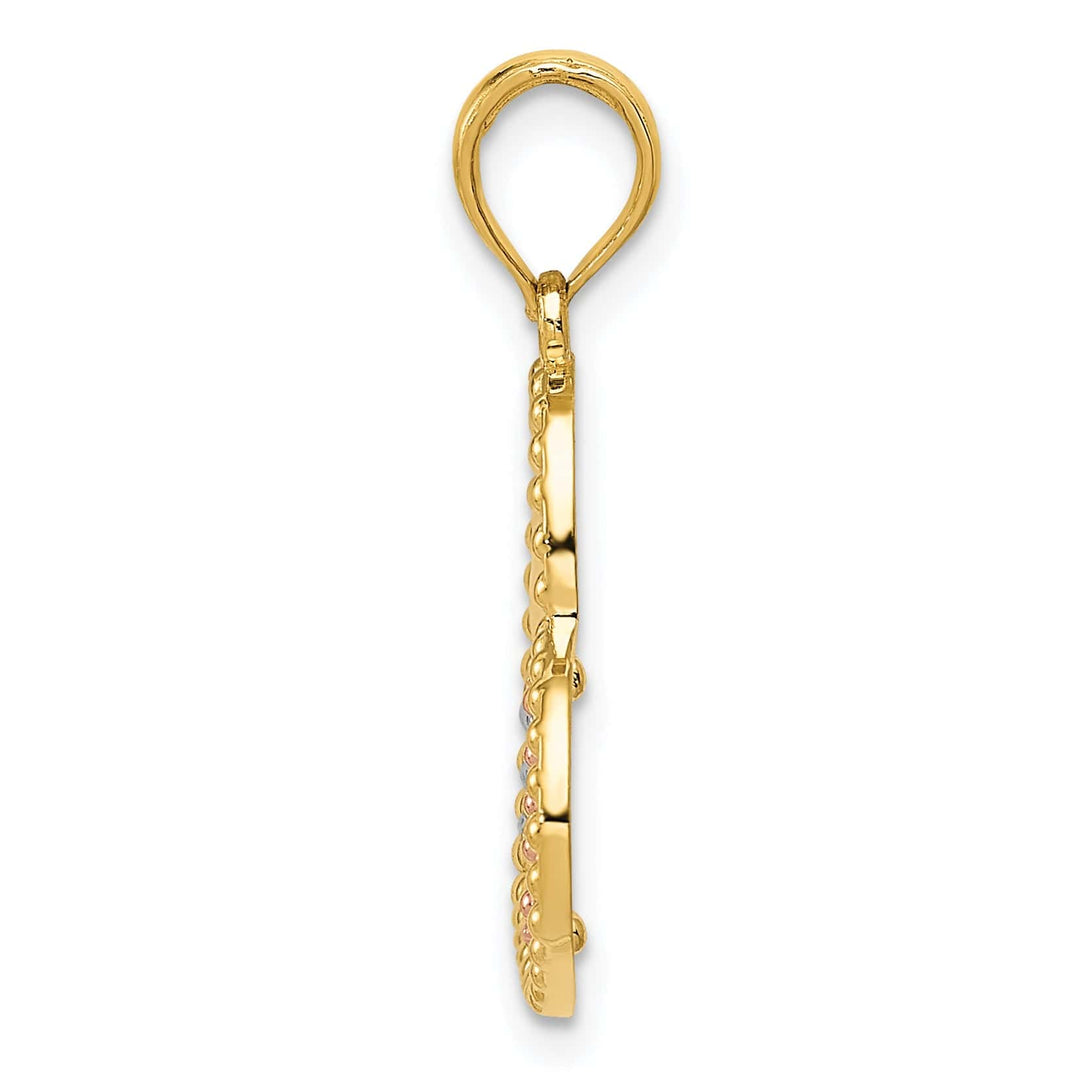 Lovely Rita's Charms & Pendants 14K Two-tone White Rhodium Polished Hearts Pendant