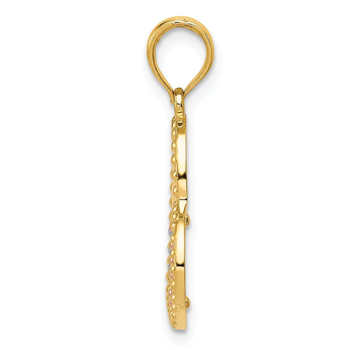 Lovely Rita's Charms & Pendants 14K Two-tone White Rhodium Polished Hearts Pendant