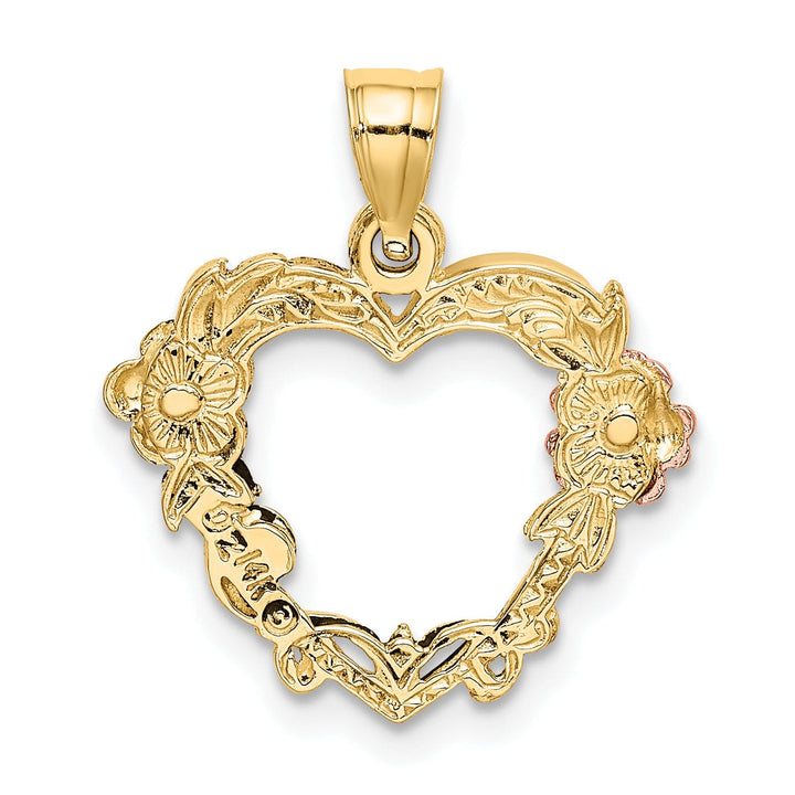Lovely Rita's Charms & Pendants 14k Two-tone with White Rhodium Flower In Heart Pendant