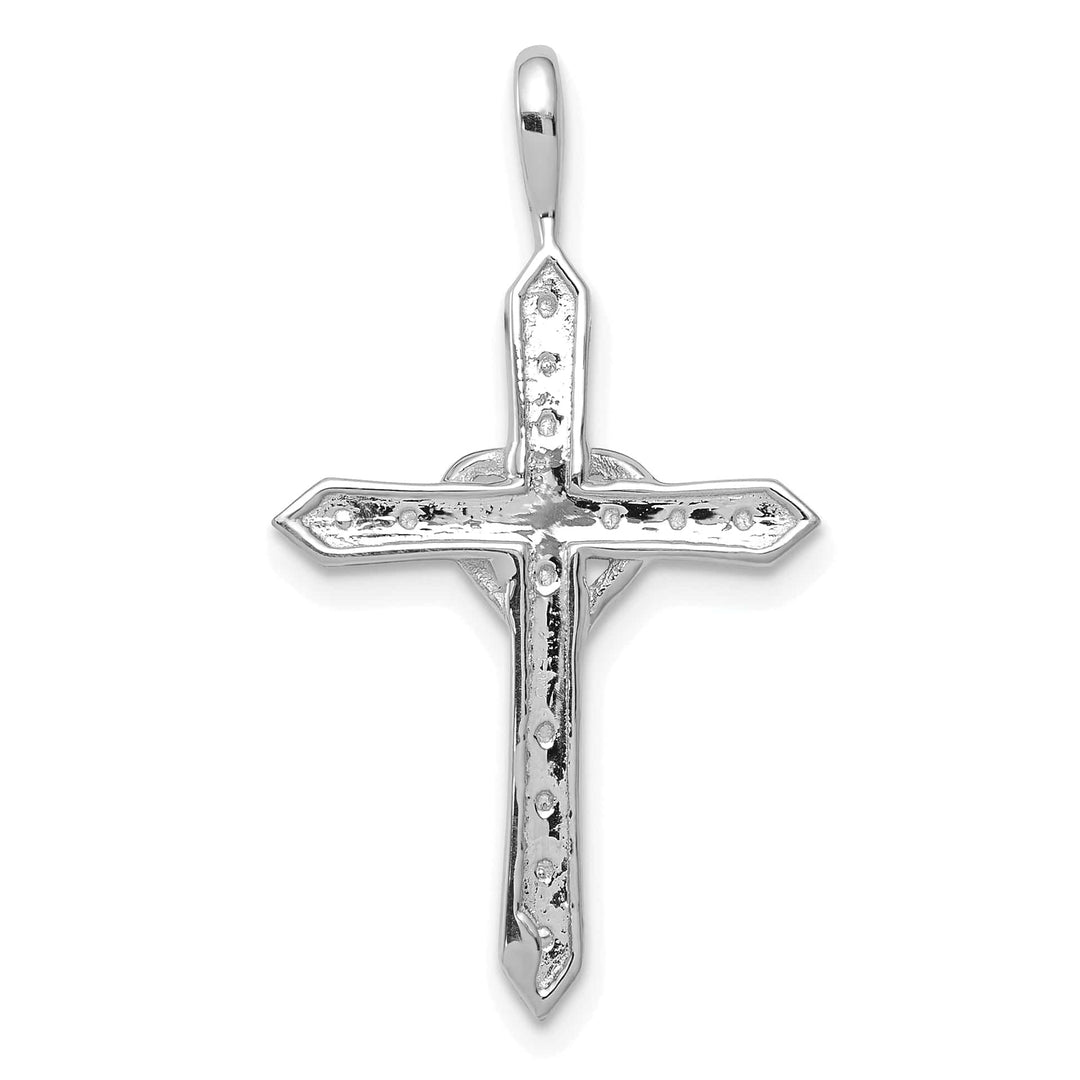Lovely Rita's Charms & Pendants 14k White Gold 1/10 CT I1 Diamond Heart Design Cross Pendant