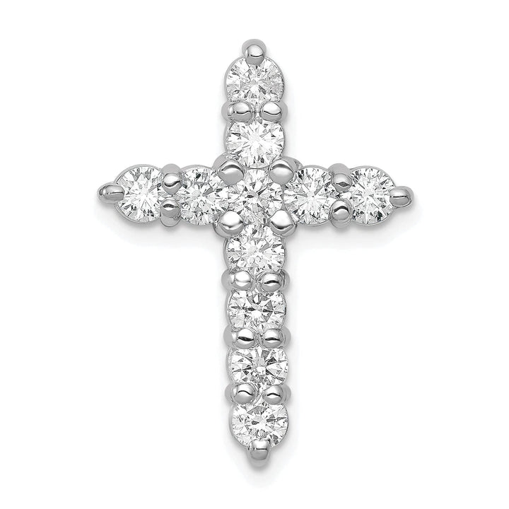 Lovely Rita's Charms & Pendants 14k White Gold 1.25 CT I1 Diamond Handcrafted Cross Chain Slide