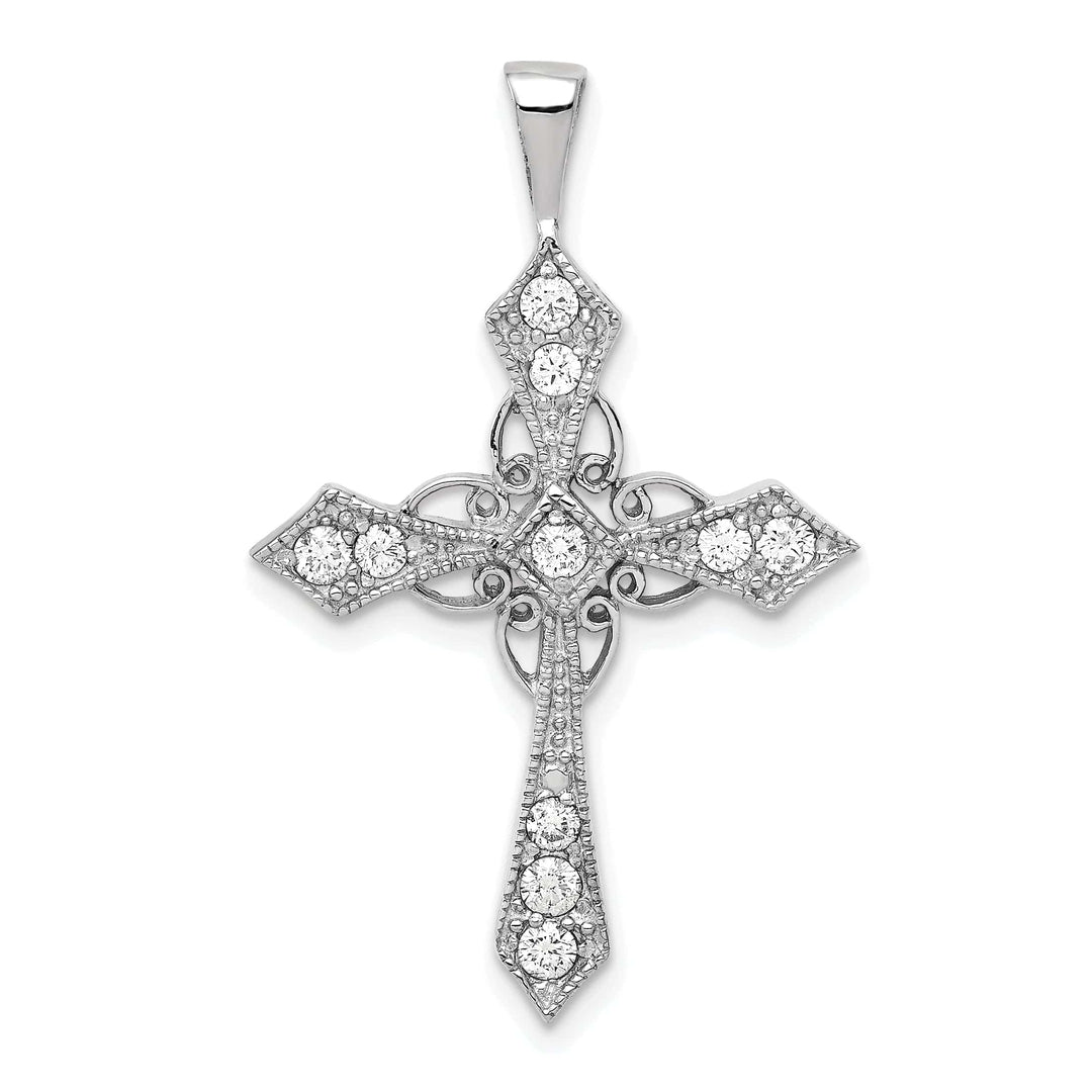 Lovely Rita's Charms & Pendants 14k White Gold 1/3 CT I1 Diamond Passion Cross Design Pendant