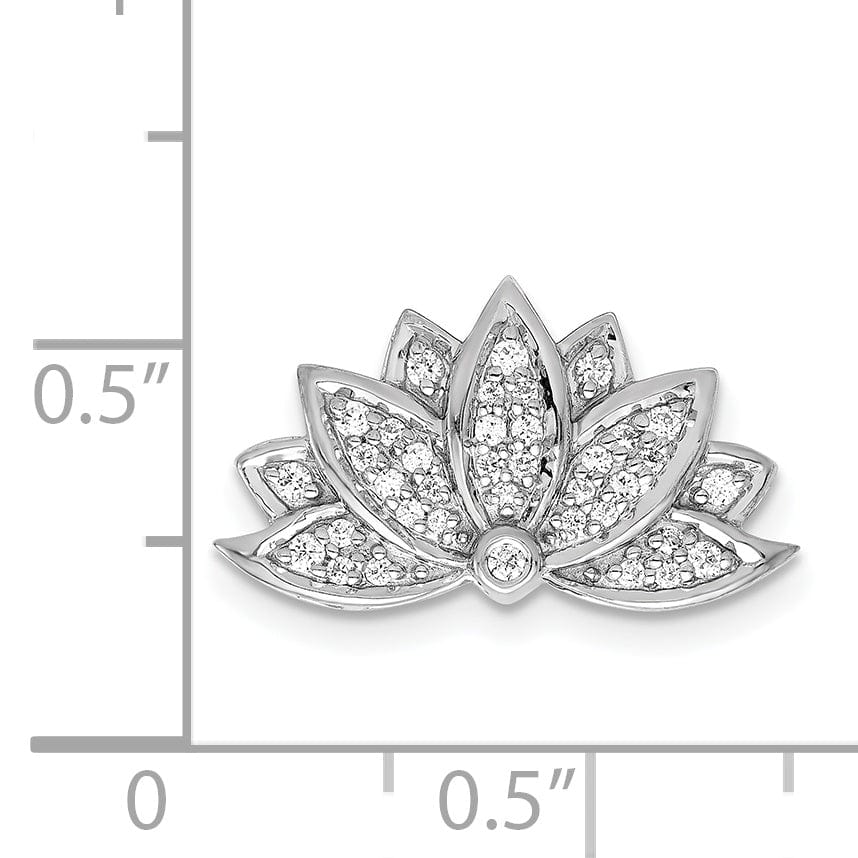 Lovely Rita's Charms & Pendants 14k White Gold 1/5 ct Diamond Lotus Flower Chain Slide