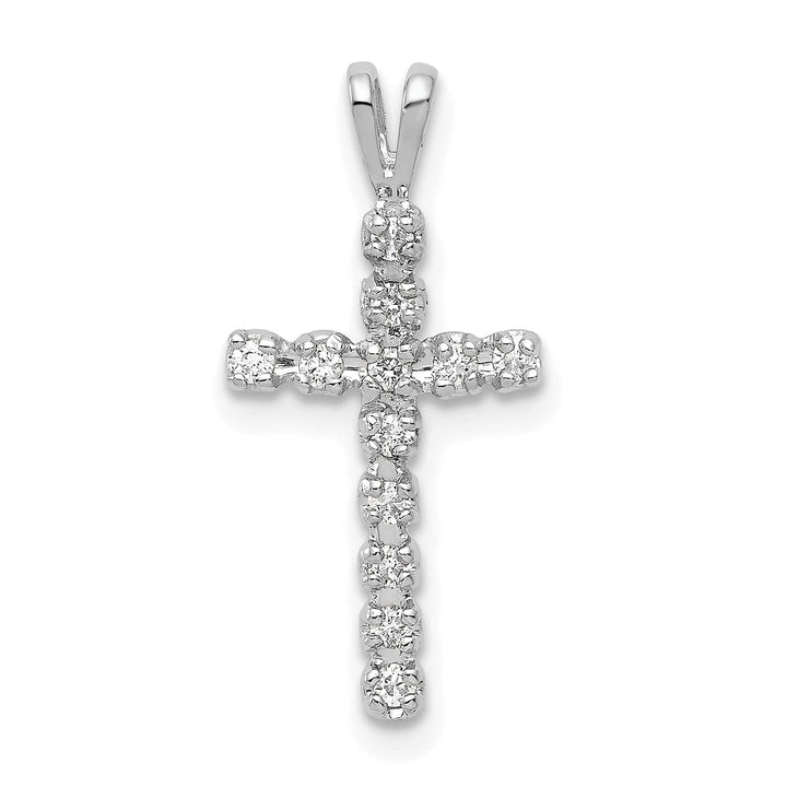 Lovely Rita's Charms & Pendants 14k White Gold 1/8 CT I1 Diamond Detailed Latin Cross Pendant