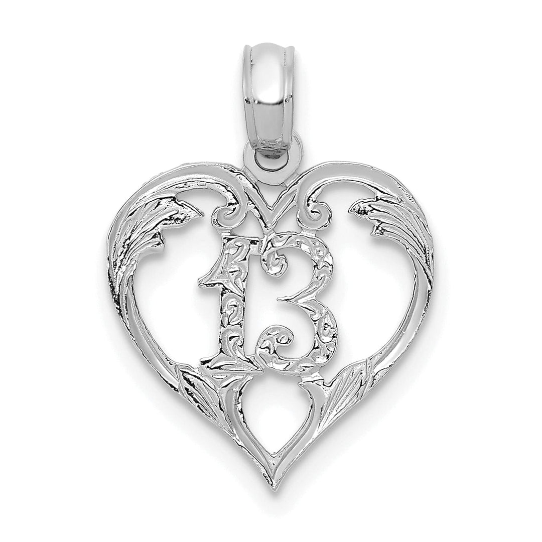 Lovely Rita's Charms & Pendants 14k White Gold 13 in Heart Cut-out Design Pendant