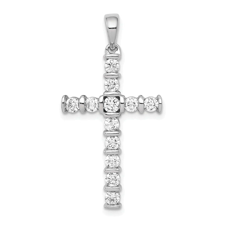 Lovely Rita's Charms & Pendants 14k White Gold 3/4 CT I1 Diamond Latin Cross Design Pendant
