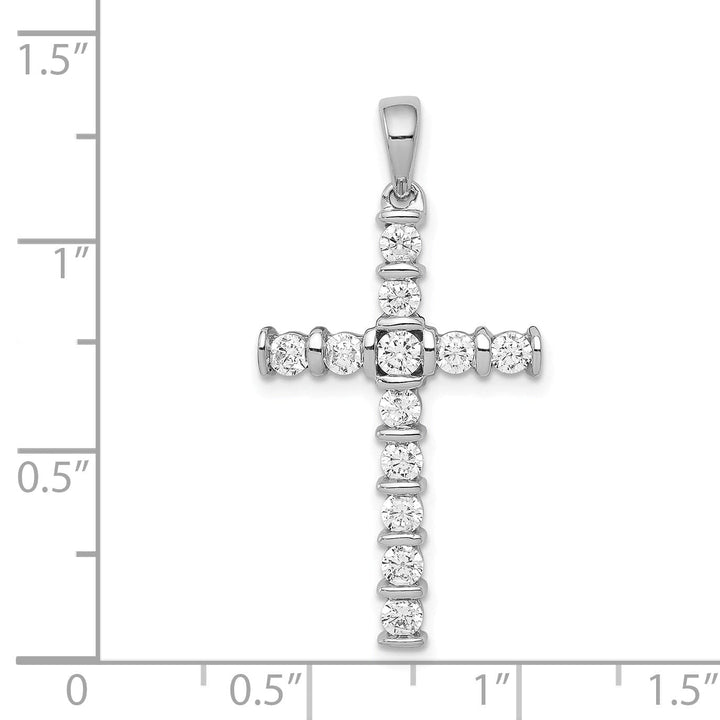 Lovely Rita's Charms & Pendants 14k White Gold 3/4 CT I1 Diamond Latin Cross Design Pendant