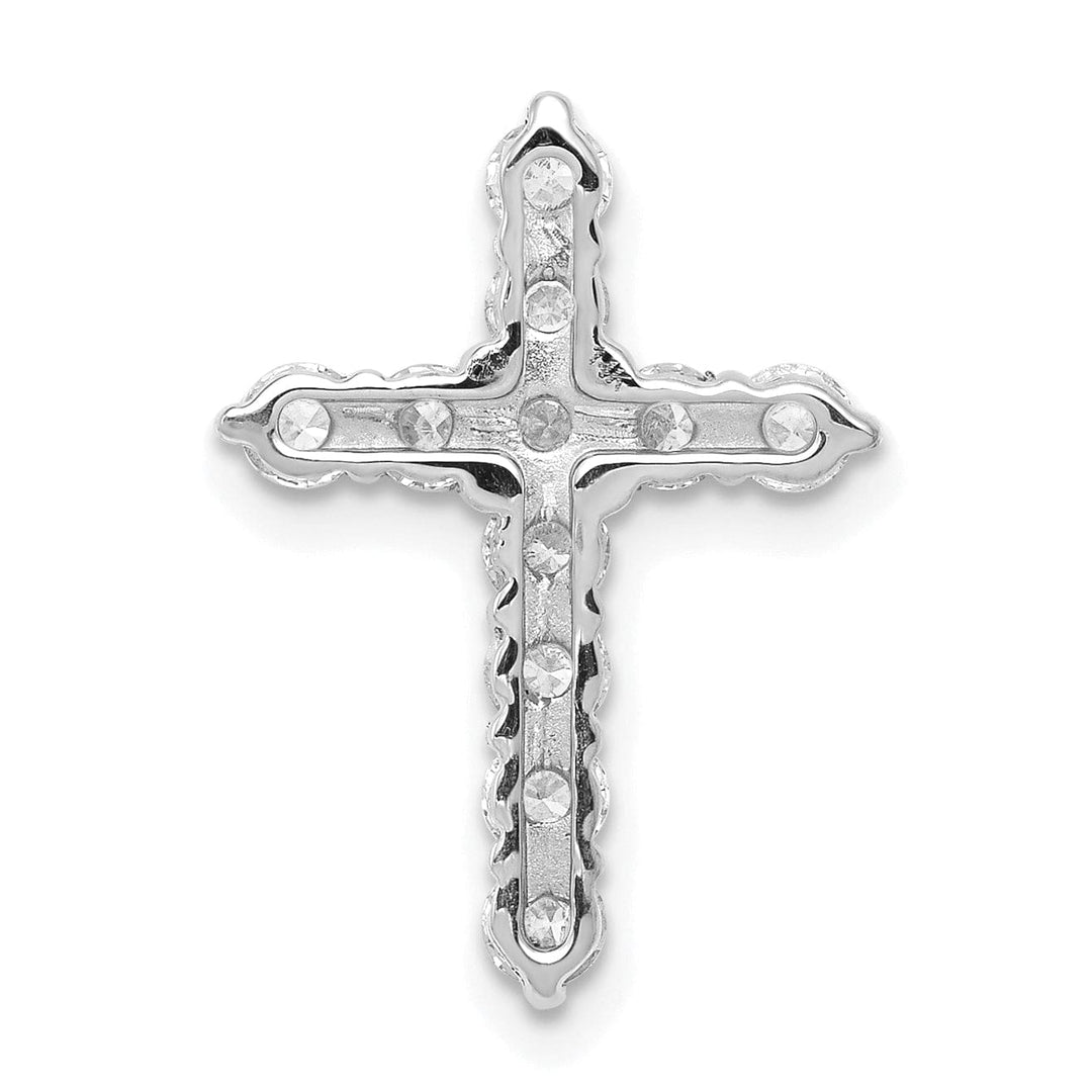 Lovely Rita's Charms & Pendants 14k White Gold 3/4 CT I1 Diamond Timeless Design Cross Chain Slide