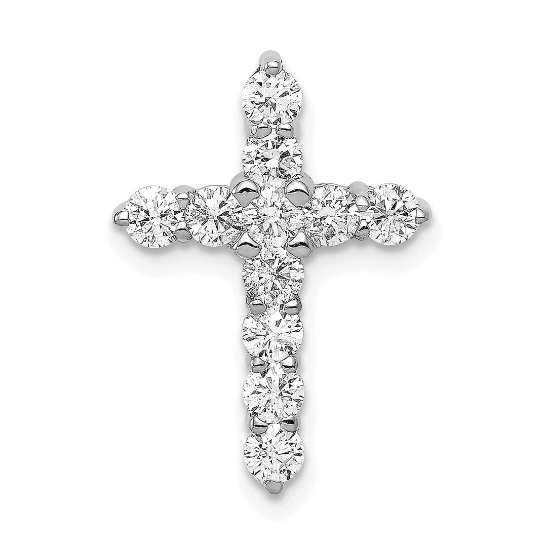 Lovely Rita's Charms & Pendants 14k White Gold 3/4 CT I1 Diamond Timeless Design Cross Chain Slide
