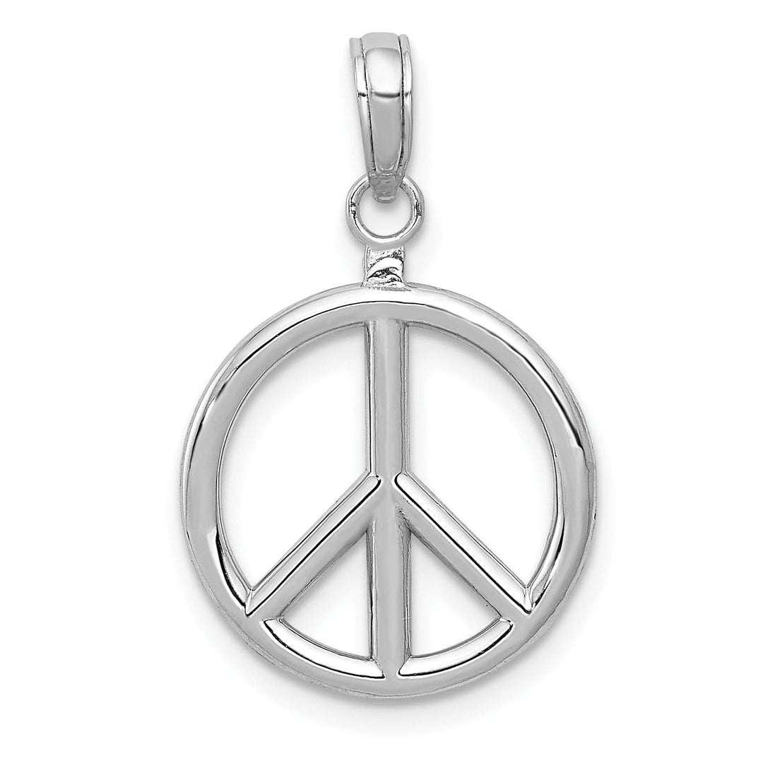 Lovely Rita's Charms & Pendants 14k White Gold 3-D Polished Finish Peace Sign Pendant
