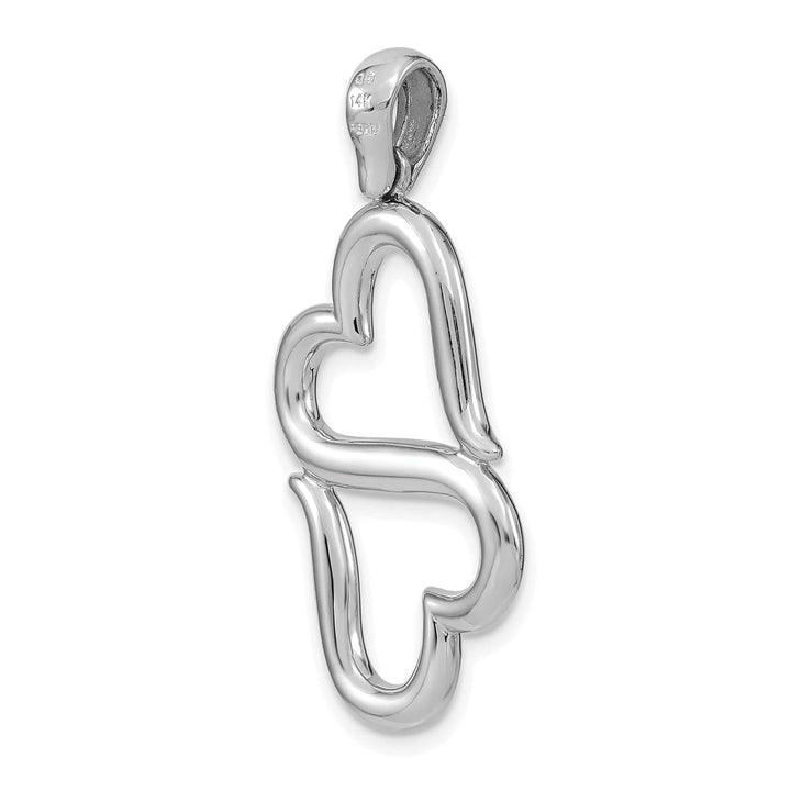 Lovely Rita's Charms & Pendants 14K White Gold 3-D Solid Double Hanging Hearts Pendant