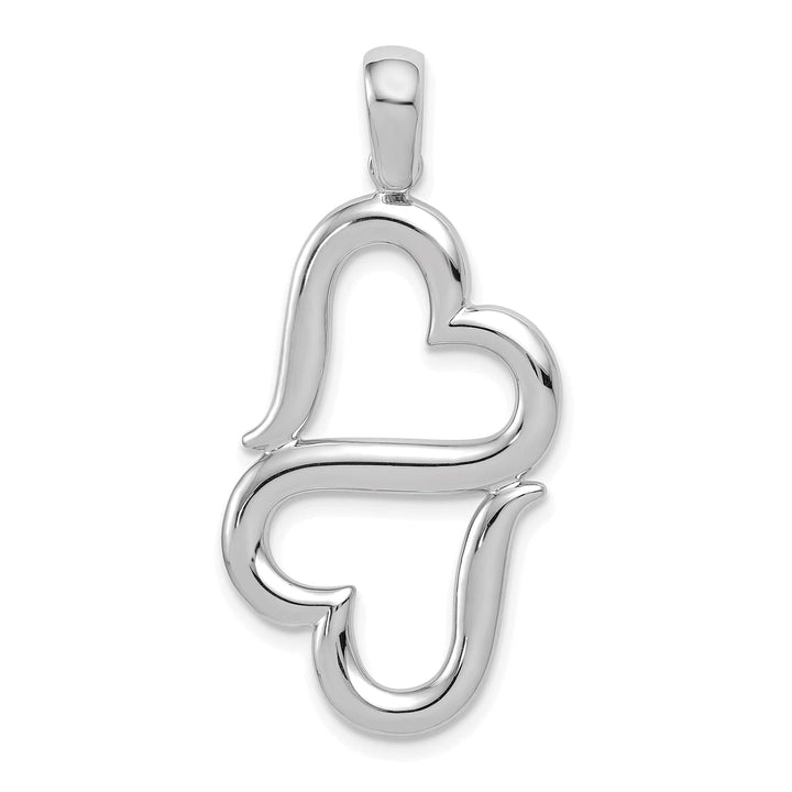 Lovely Rita's Charms & Pendants 14K White Gold 3-D Solid Double Hanging Hearts Pendant
