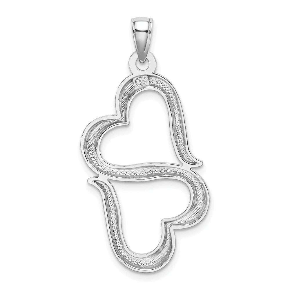 Lovely Rita's Charms & Pendants 14K White Gold 3-D Solid Double Hanging Hearts Pendant