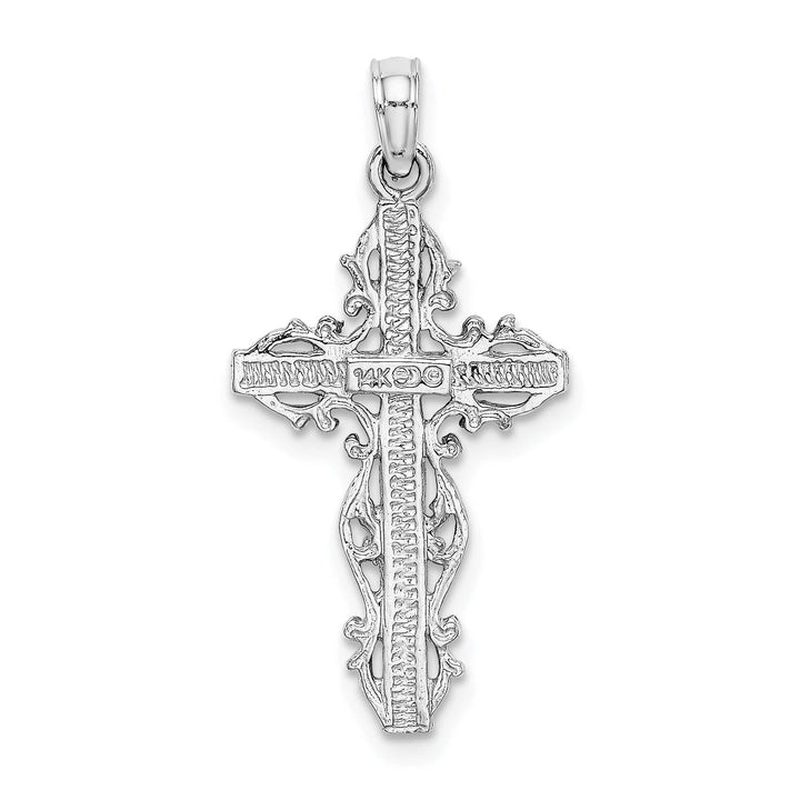 Lovely Rita's Charms & Pendants 14K White Gold Artistic with Lace Trim Filigree Cross Pendant