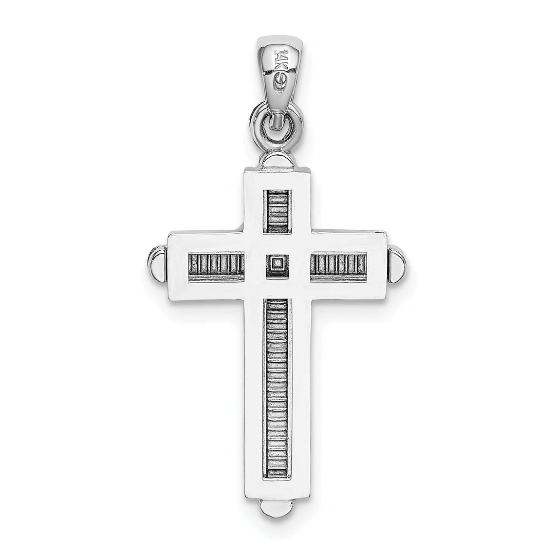 Lovely Rita's Charms & Pendants 14K White Gold Classic 2-D Beveled Stick Latin Cross Pendant