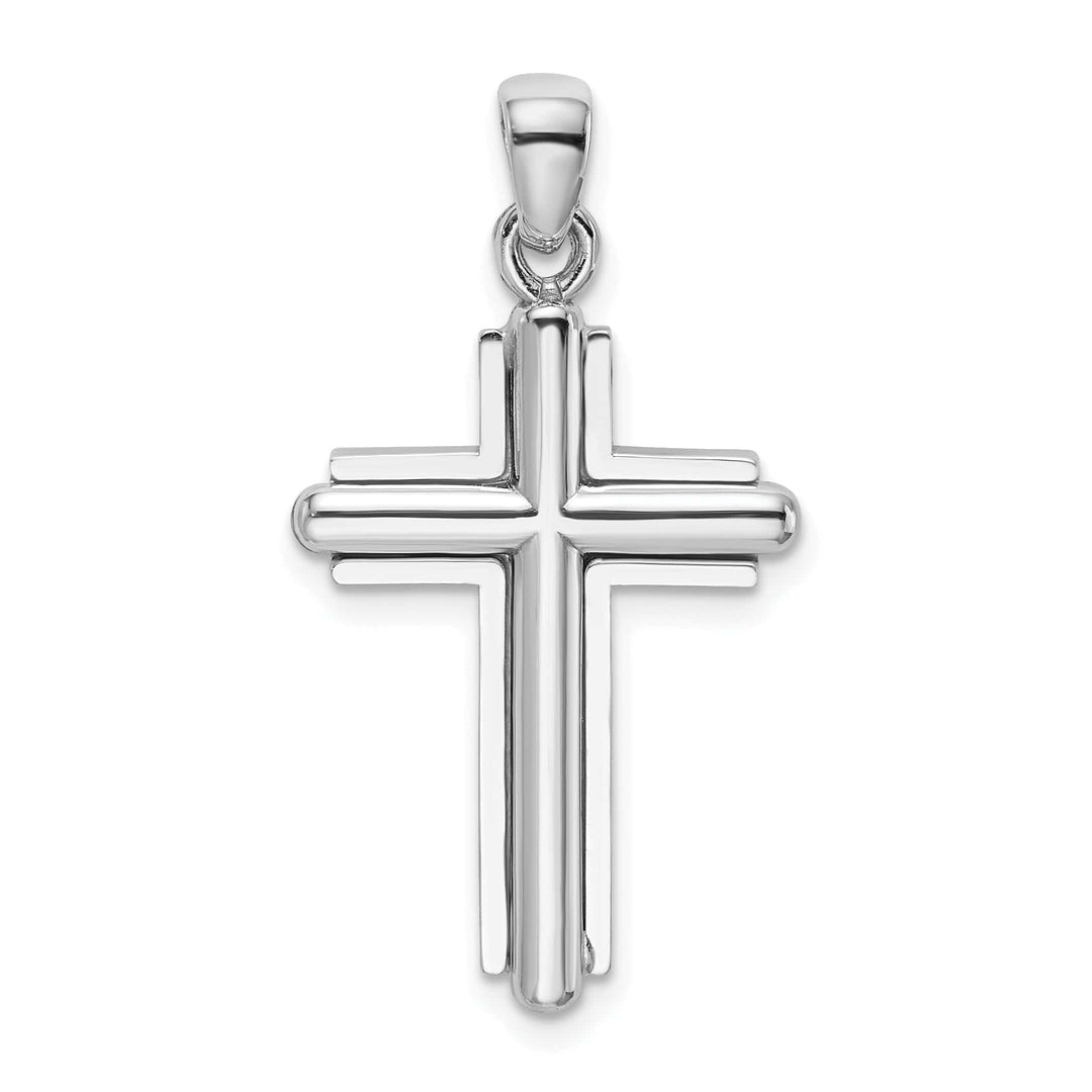 Lovely Rita's Charms & Pendants 14K White Gold Classic 2-D Beveled Stick Latin Cross Pendant