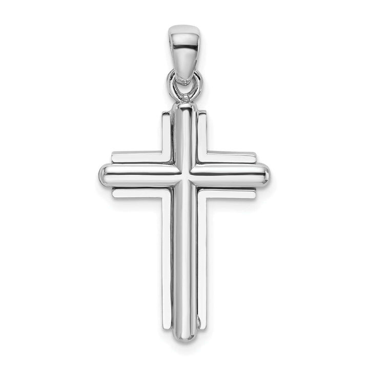 Lovely Rita's Charms & Pendants 14K White Gold Classic 2-D Beveled Stick Latin Cross Pendant