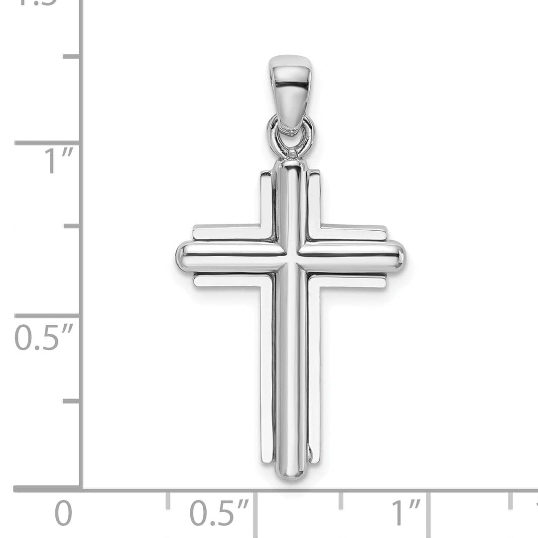 Lovely Rita's Charms & Pendants 14K White Gold Classic 2-D Beveled Stick Latin Cross Pendant
