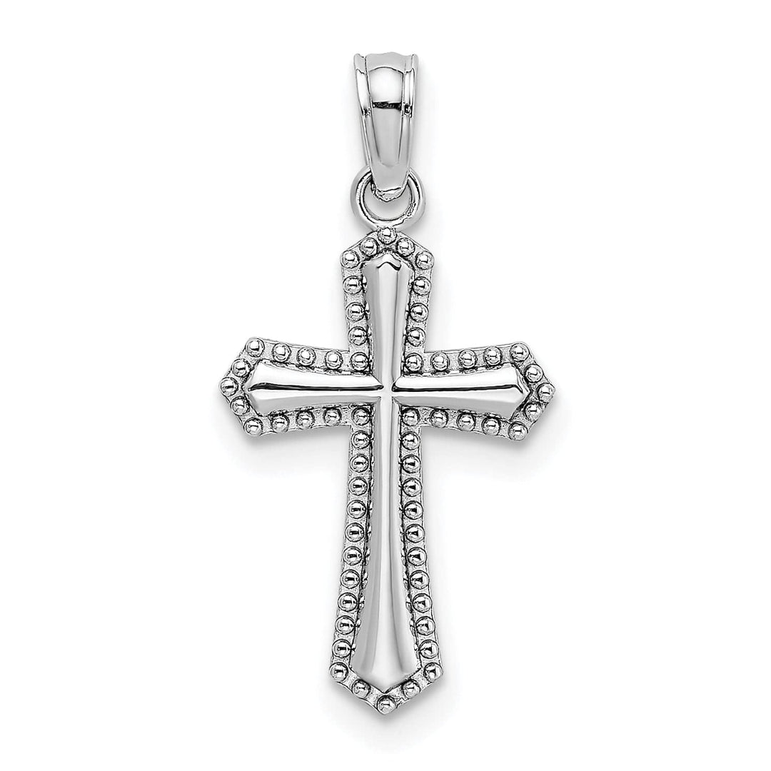Lovely Rita's Charms & Pendants 14K White Gold Classic Beaded Trim Passion Cross Pendant