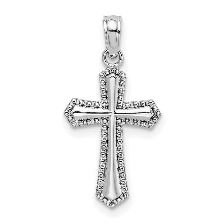 Lovely Rita's Charms & Pendants 14K White Gold Classic Beaded Trim Passion Cross Pendant