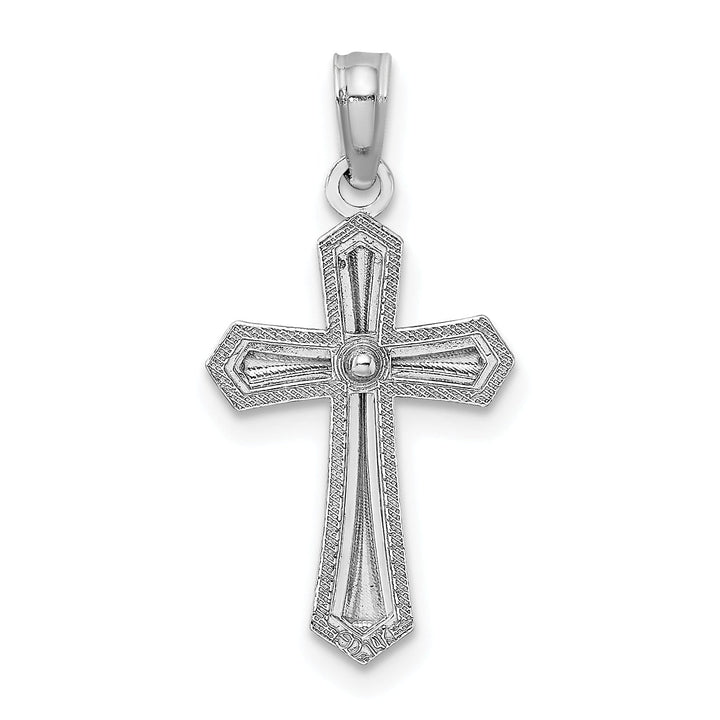 Lovely Rita's Charms & Pendants 14K White Gold Classic Beaded Trim Passion Cross Pendant