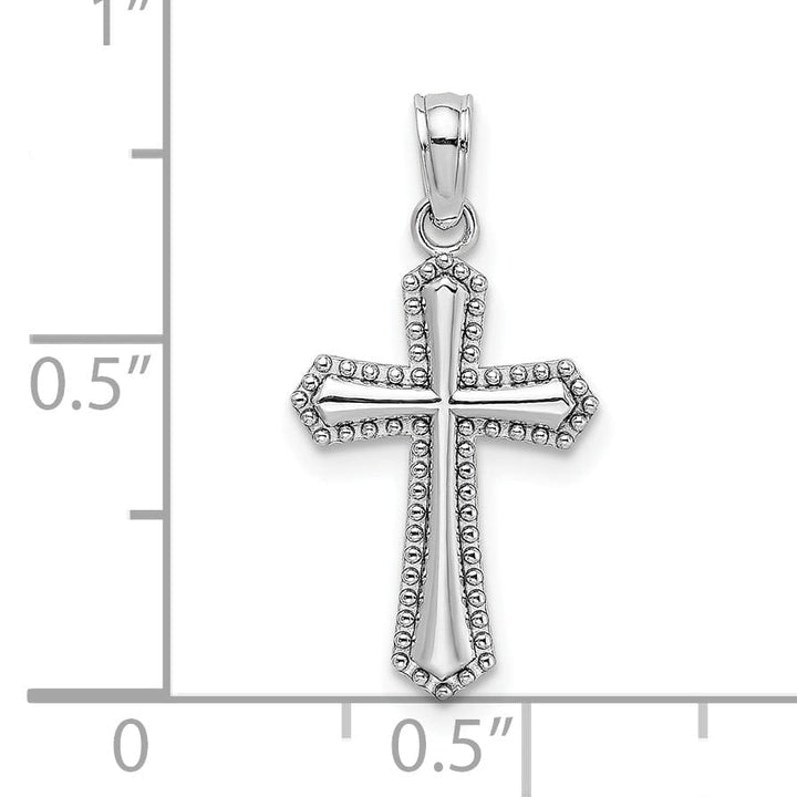 Lovely Rita's Charms & Pendants 14K White Gold Classic Beaded Trim Passion Cross Pendant