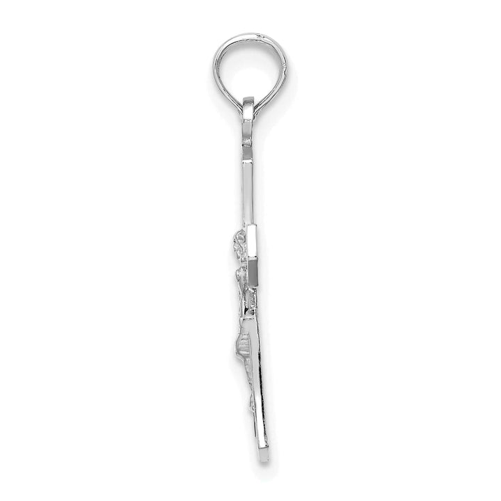 Lovely Rita's Charms & Pendants 14K White Gold Classic Beveled Edges Crucifix Cross Pendant