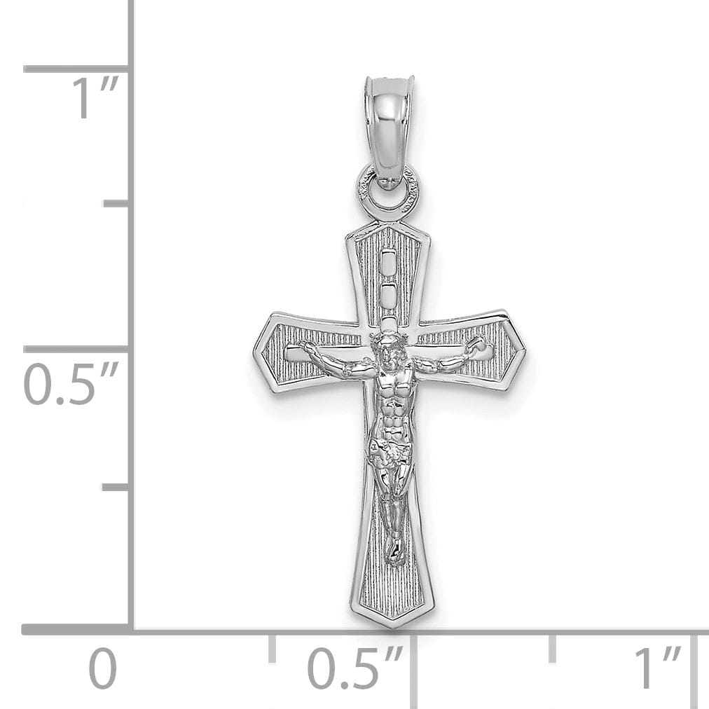 Lovely Rita's Charms & Pendants 14K White Gold Classic Beveled Edges Crucifix Cross Pendant