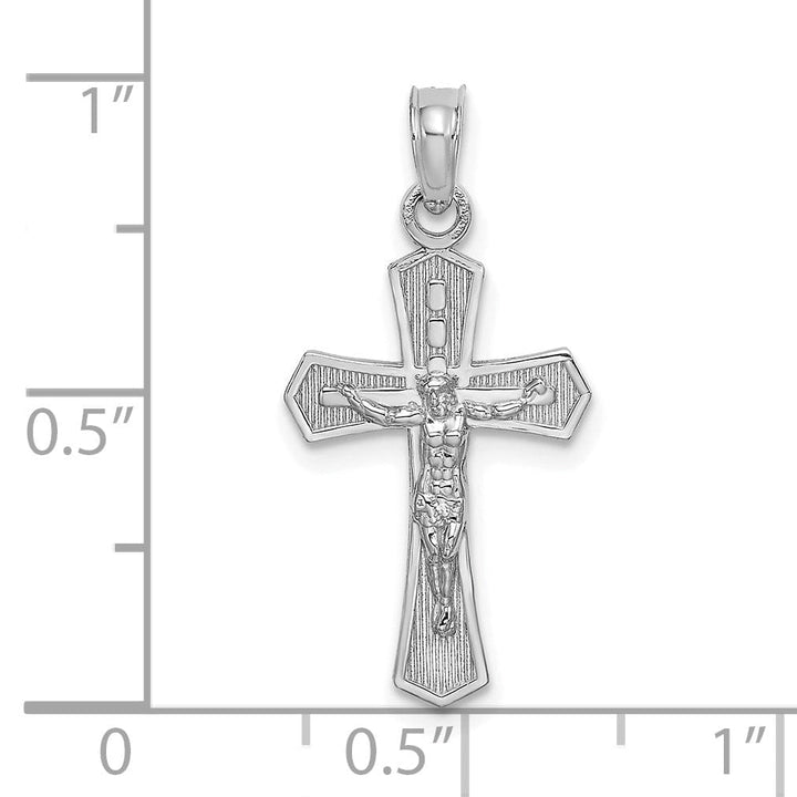 Lovely Rita's Charms & Pendants 14K White Gold Classic Beveled Edges Crucifix Cross Pendant