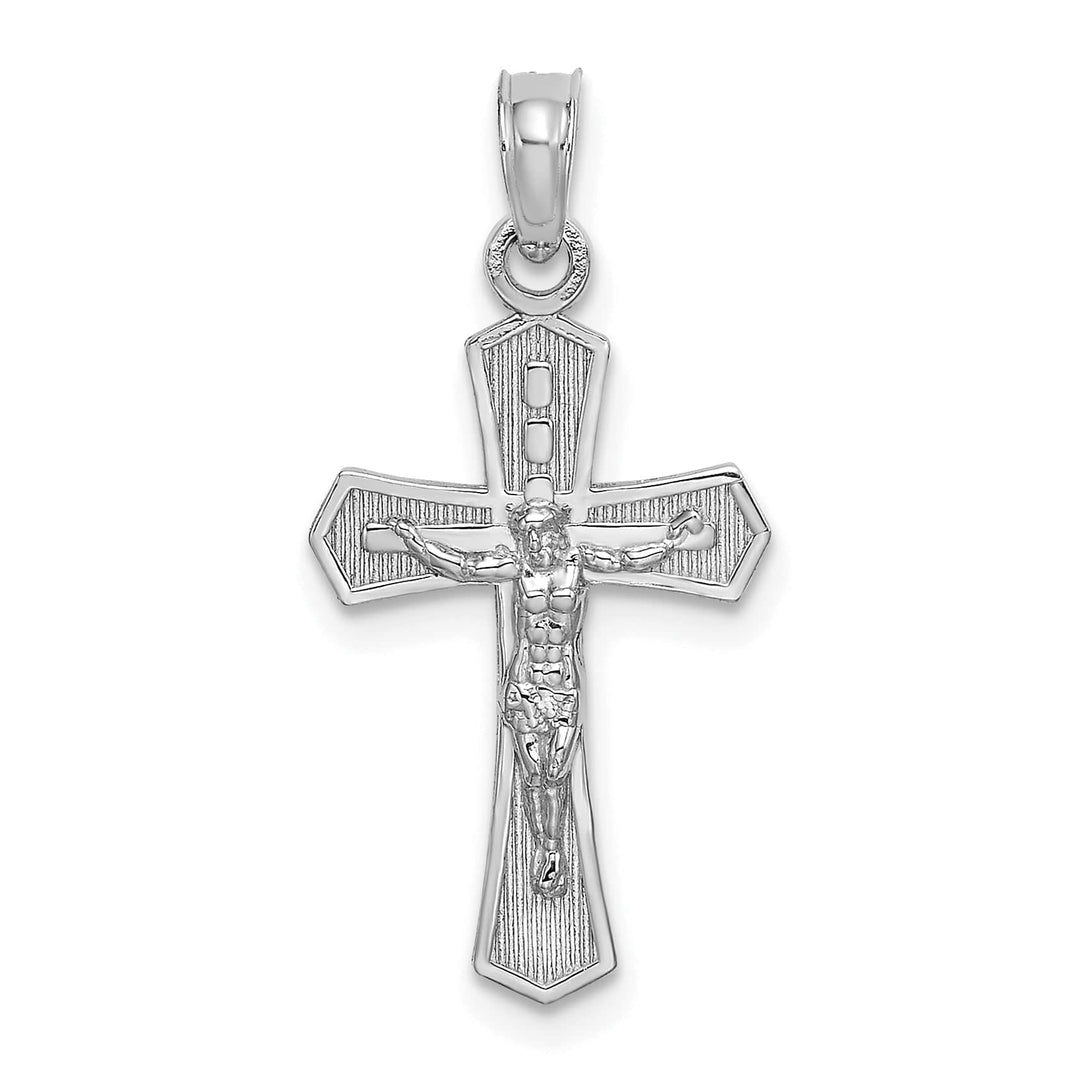 Lovely Rita's Charms & Pendants 14K White Gold Classic Beveled Edges Crucifix Cross Pendant