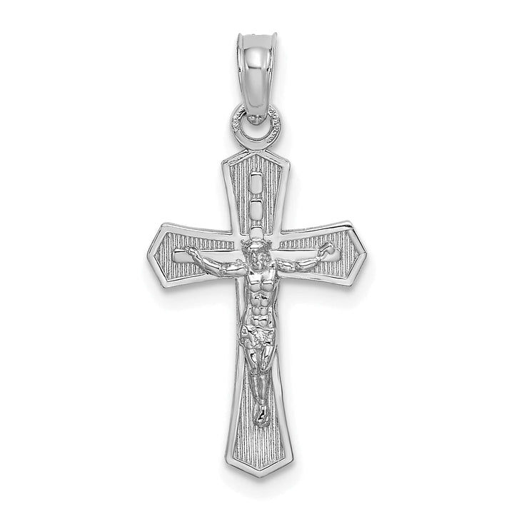 Lovely Rita's Charms & Pendants 14K White Gold Classic Beveled Edges Crucifix Cross Pendant