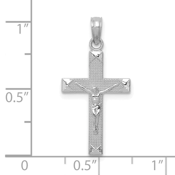 Lovely Rita's Charms & Pendants 14K White Gold Classic Beveled Tipped Crucifix Cross Pendant