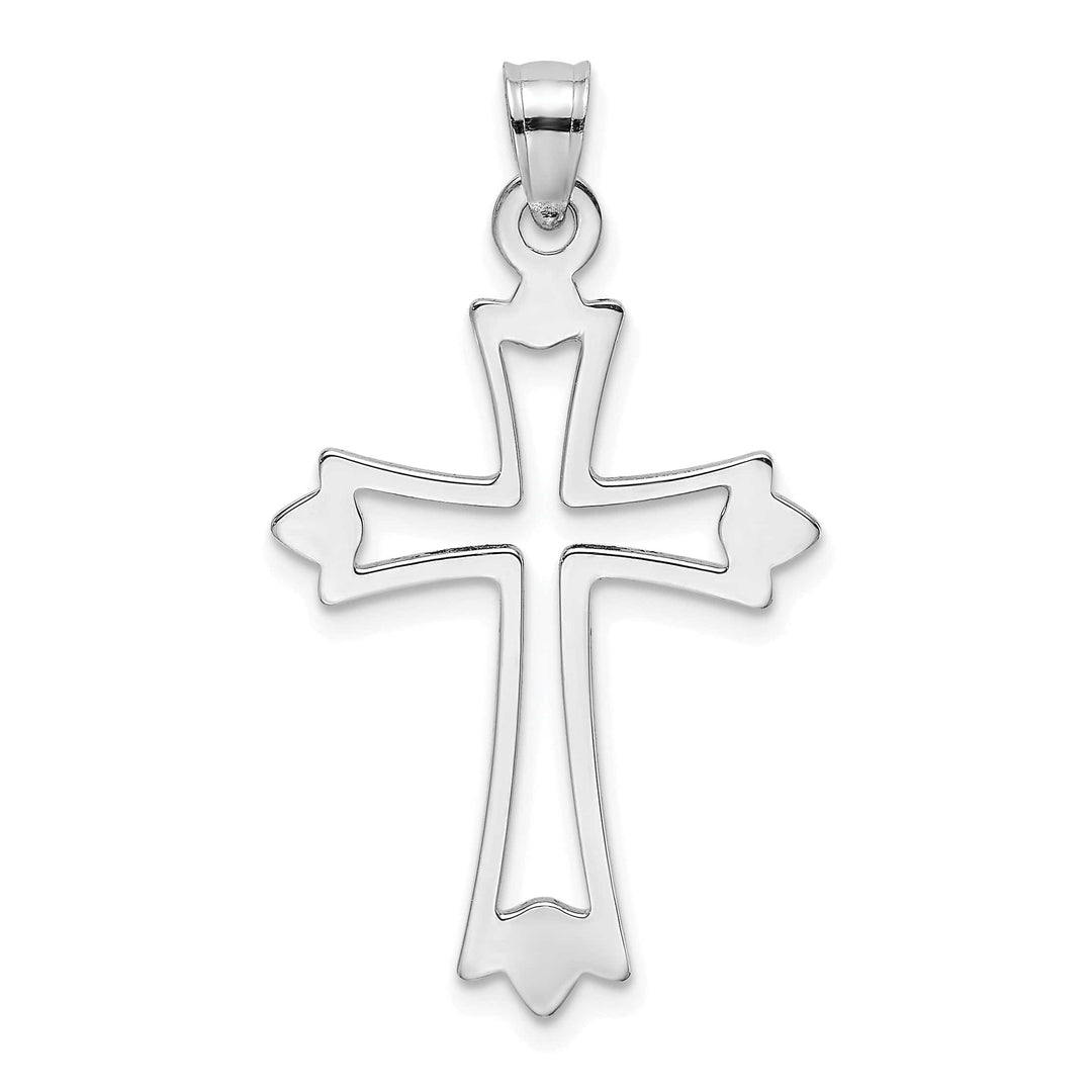Lovely Rita's Charms & Pendants 14K White Gold Classic & Cut-Out Fleur de Lis Cross Pendant