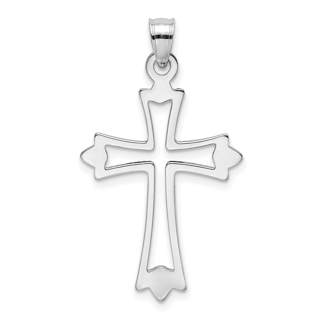 Lovely Rita's Charms & Pendants 14K White Gold Classic & Cut-Out Fleur de Lis Cross Pendant