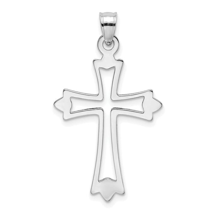 Lovely Rita's Charms & Pendants 14K White Gold Classic & Cut-Out Fleur de Lis Cross Pendant