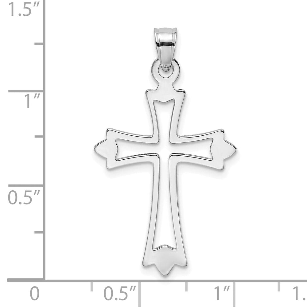 Lovely Rita's Charms & Pendants 14K White Gold Classic & Cut-Out Fleur de Lis Cross Pendant