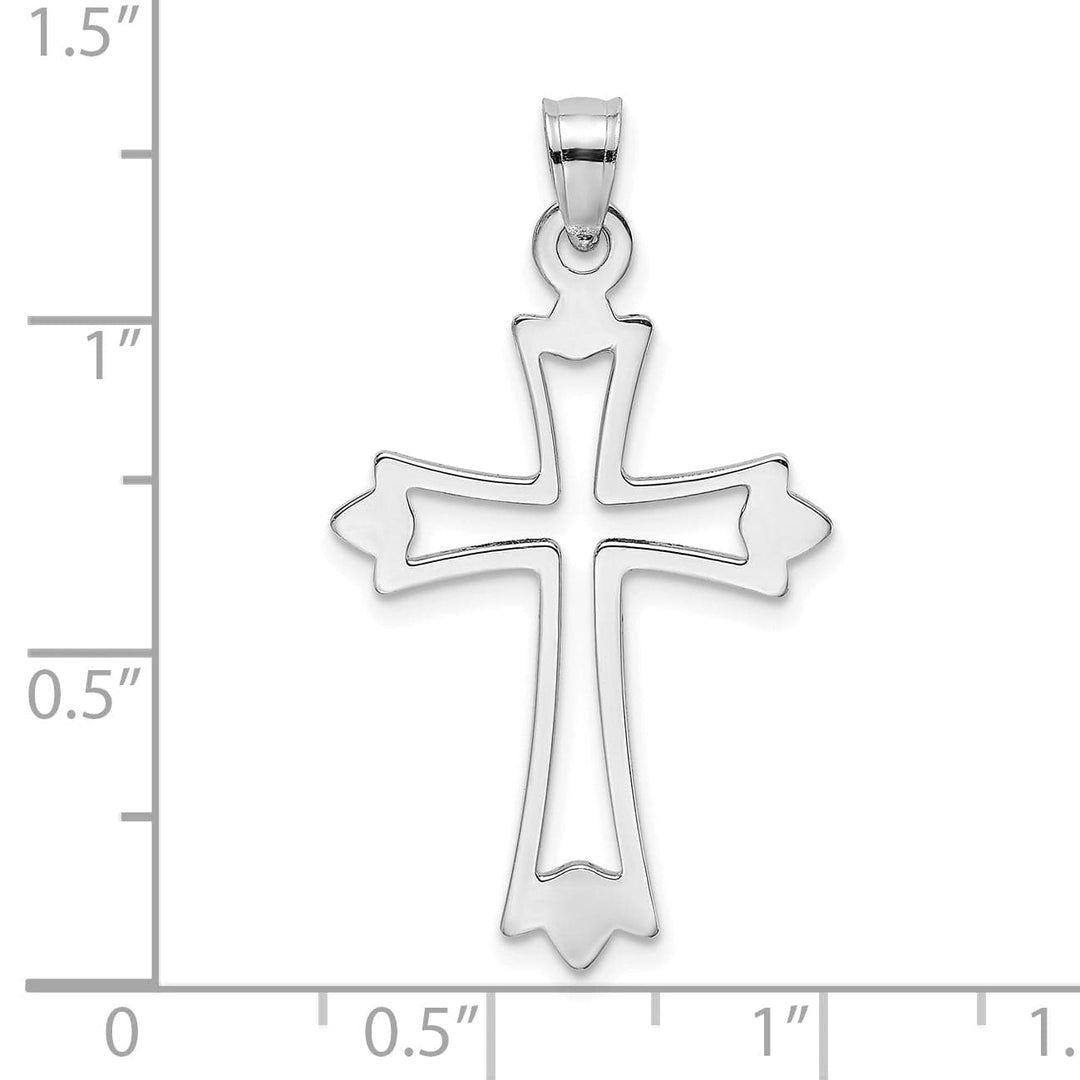 Lovely Rita's Charms & Pendants 14K White Gold Classic & Cut-Out Fleur de Lis Cross Pendant