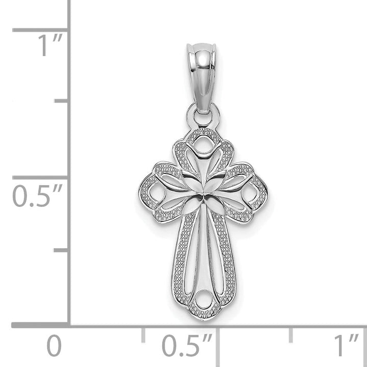 Lovely Rita's Charms & Pendants 14K White Gold Classic Cut-Out & Textured Fleur de Lis Cross Pendant