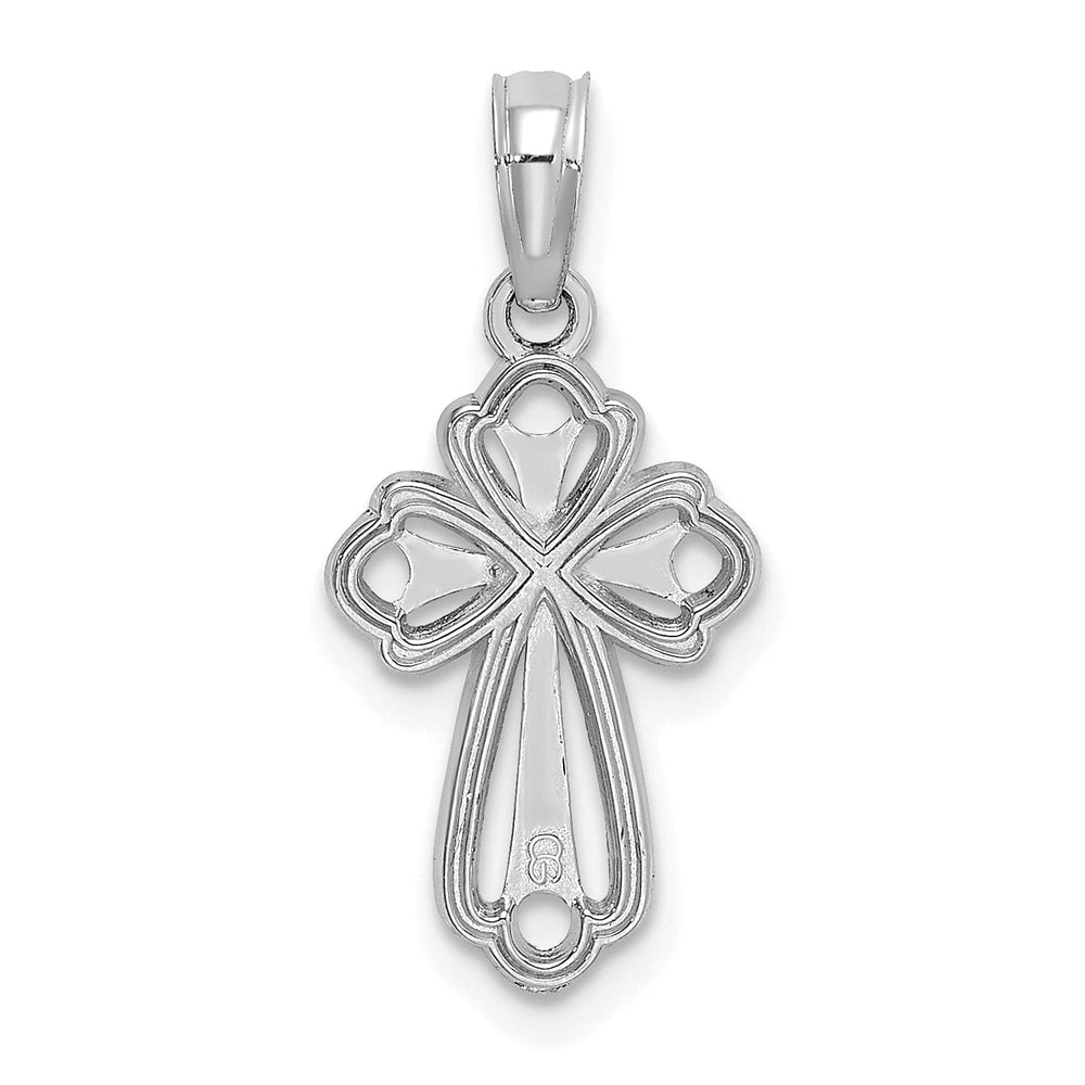 Lovely Rita's Charms & Pendants 14K White Gold Classic Cut-Out & Textured Fleur de Lis Cross Pendant