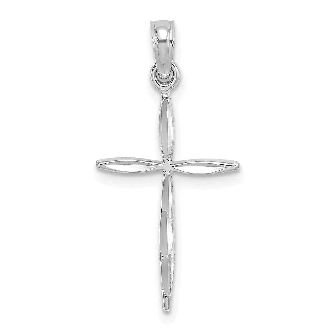 Lovely Rita's Charms & Pendants 14K White Gold Classic D.C Tapered Ends Passion Cross Pendant