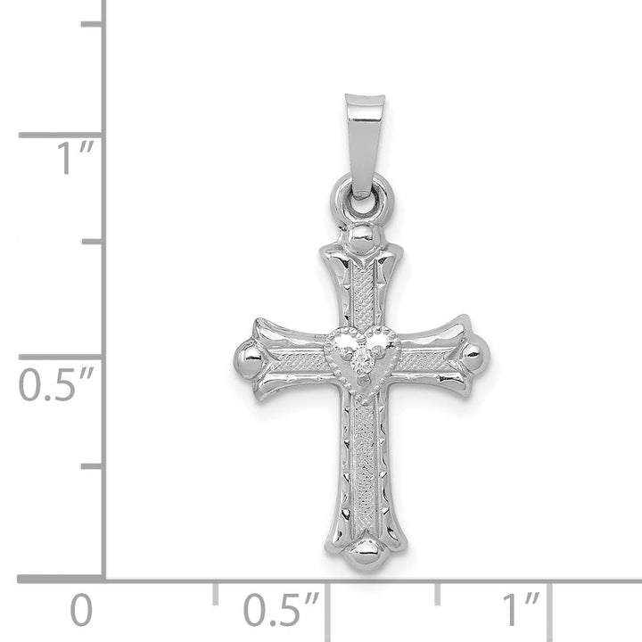 Lovely Rita's Charms & Pendants 14K White Gold Classic Diamond Heart Fleur de Lis Cross Pendant
