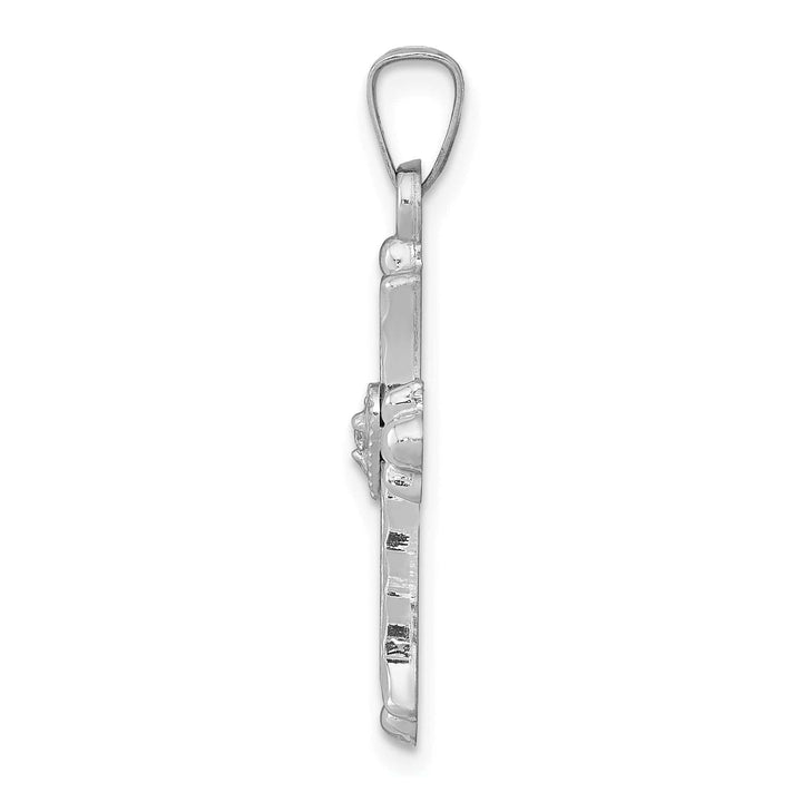 Lovely Rita's Charms & Pendants 14K White Gold Classic Diamond Heart Fleur de Lis Cross Pendant
