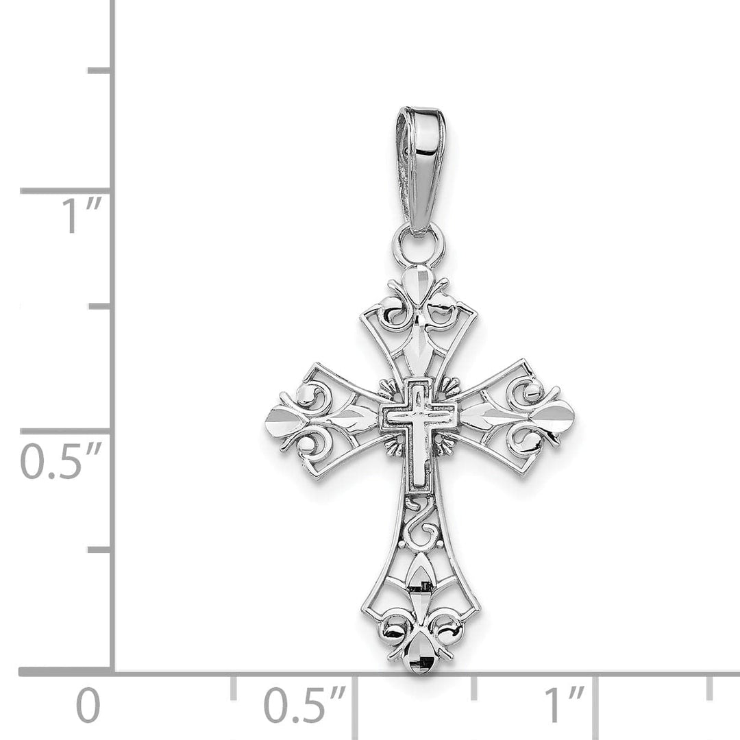 Lovely Rita's Charms & Pendants 14K White Gold Classic Filigree Cross Pendant